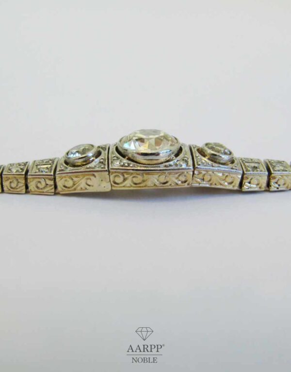 Zartes Art Deco Diamant Armband ca 1.3ct in Gelbgold und Platin um 1920 - Tragelänge 17,5 cm