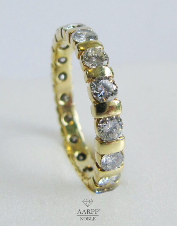 Memory Ring 585 Gelbgold 18 Brillanten Verlobung Hochzeit Memoire Ring - 57,5 Ringgröße