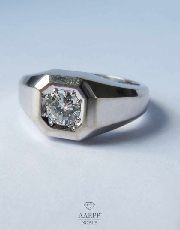 Diamantring 0,5ct Solitaire Ring Siegelring 585 Weißgold - Ringgröße 57