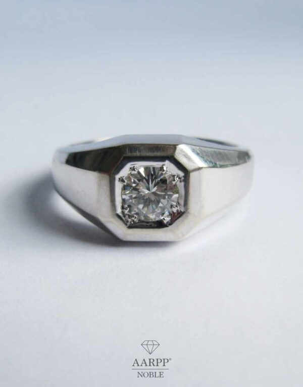 Diamantring 0,5ct Solitaire Ring Siegelring 585 Weißgold - Ringgröße 57