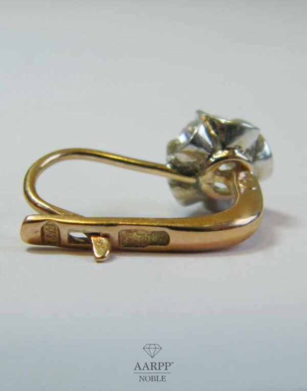 Ohrhänger Brisur 583 Rosegold Ohrringe mit Brillanten ca 0.66ct aus Russland um 1930