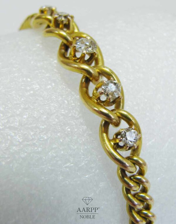 Armband 585 Gelbgold mit 5 Diamanten 0.29ct Panzerarmband für Damen