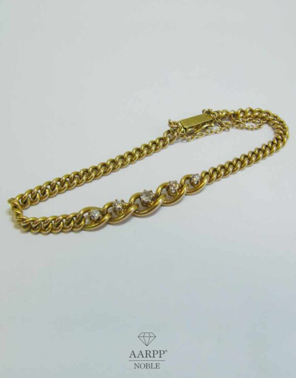 Armband 585 Gelbgold mit 5 Diamanten 0.29ct Panzerarmband für Damen