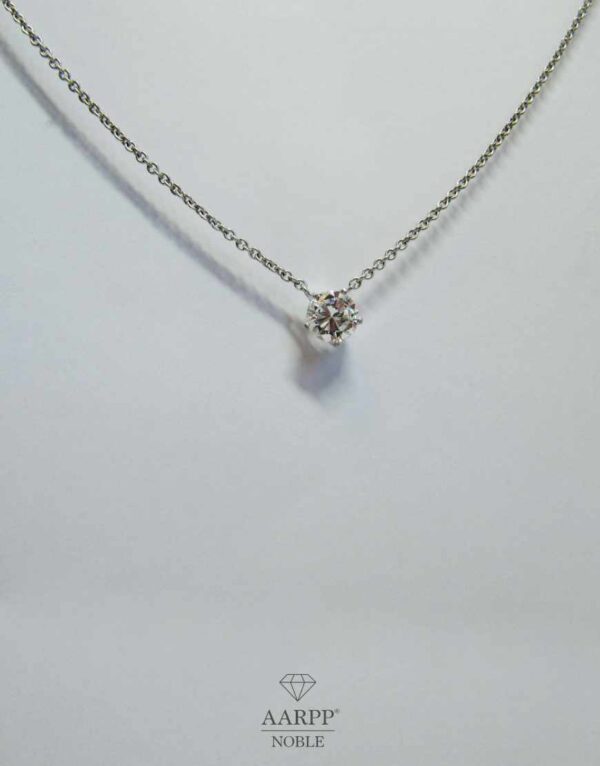 Halskette 18K Weißgold Diamant Collier Solitär Brillant Anhänger 0,55ct.