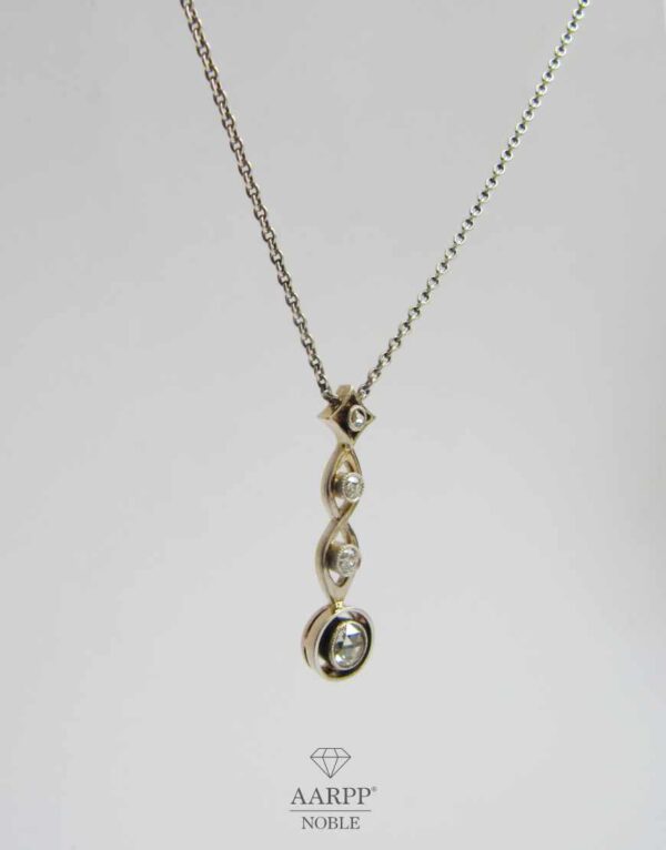 Art Deco Weißgold Anhänger mit Rosenschliff-Diamanten ca. 0.23ct Silber Collier