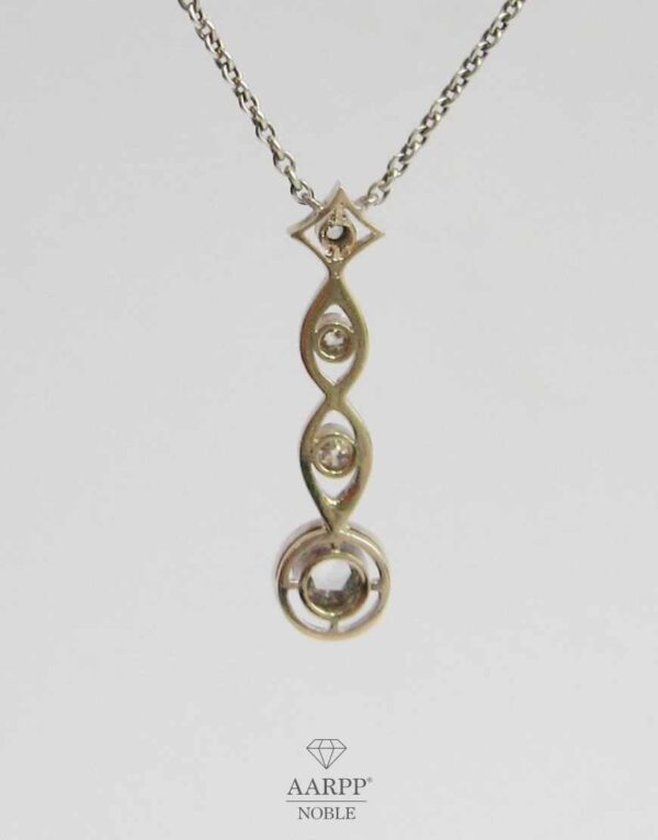 Art Deco Weißgold Anhänger mit Rosenschliff-Diamanten ca. 0.23ct Silber Collier