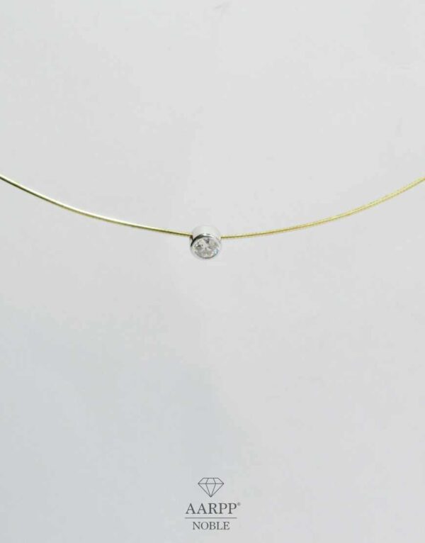 Diamant Collier Schlangenkette 18K Gelbgold mit Solitär Brillant 0,25ct Weißgoldfassung 18K