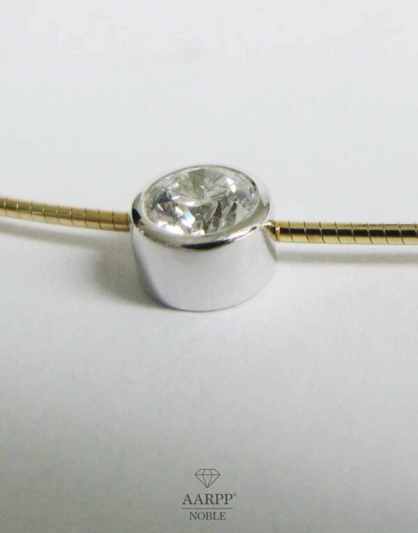 Diamant Collier Schlangenkette 18K Gelbgold mit Solitär Brillant 0,25ct Weißgoldfassung 18K