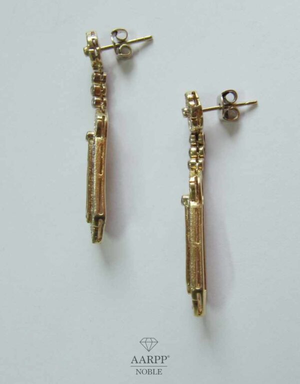 Vintage Ohrhänger 585 Gold Diamanten und blaue Edelsteine Ohrringe Triangel Form