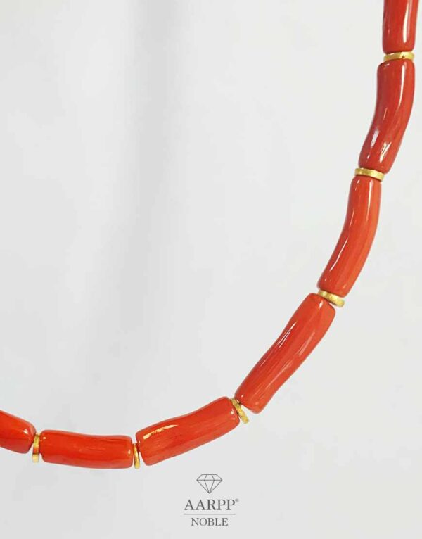 Korallenkette rote Koralle Korallencollier Halskette mit Schließe 18K Gelbgold