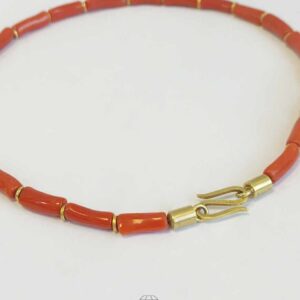 Korallenkette rote Koralle Korallencollier Halskette mit Schließe 18K Gelbgold