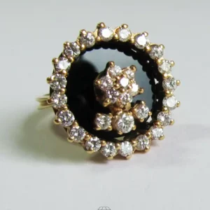 Gold Spinner Ring 14K Gelbgold mit 30 x Diamanten 1.39ct beweglicher Diamant Ring Motion Ring, Gr. 50
