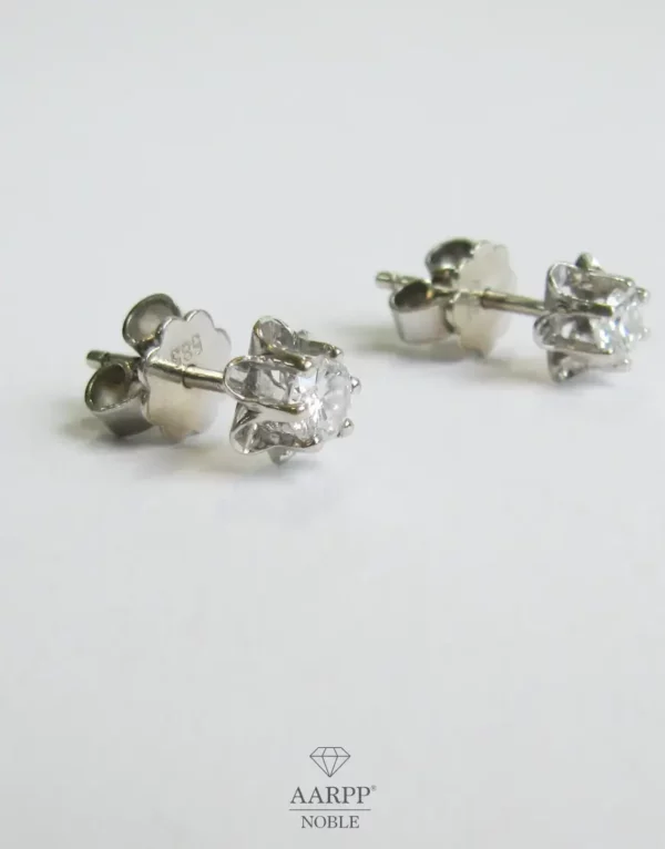 Damen Ohrstecker 14K Weissgold Solitär Diamant ca. 0.44ct Ohrringe mit Solitaire Diamanten
