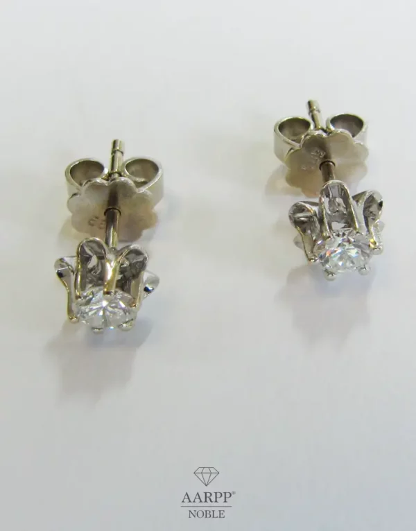 Damen Ohrstecker 14K Weissgold Solitär Diamant ca. 0.44ct Ohrringe mit Solitaire Diamanten