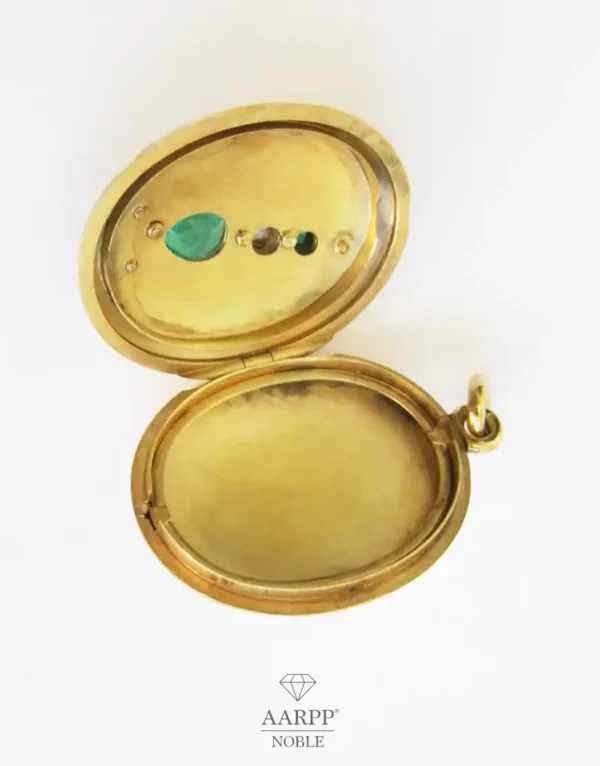 Antiker Bienenanhänger 18K Gold Medaillon mit Biene und Diamanten