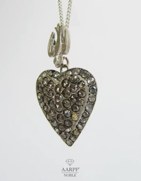 Antiker viktorianischer Diamant Herz Anhänger mit Rosenschliff Diamanten ca 5.9ct