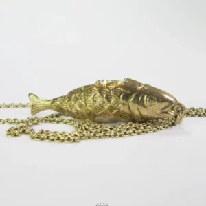 Beweglicher Fisch Anhänger Gold mit Goldkette Tragelänge 62 cm