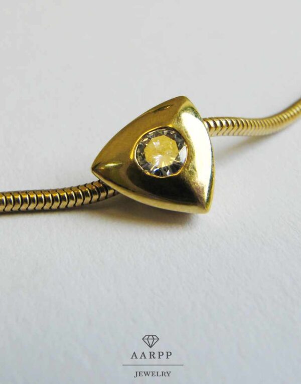 Halskette Collier Solitär Brillant-Anhänger 0.22ct Gelbgold 750 Schlangenkette