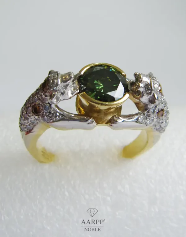 Panther Ring Brillantring 0.14ct Gelbgold 18K Brillanten Panther Ring mit Peridot