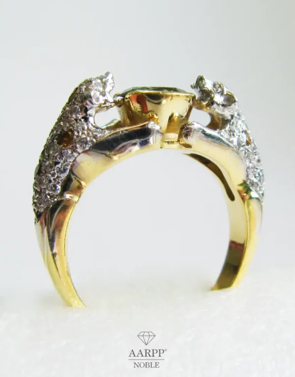 Panther Ring Brillantring 0.14ct Gelbgold 18K Brillanten Panther Ring mit Peridot