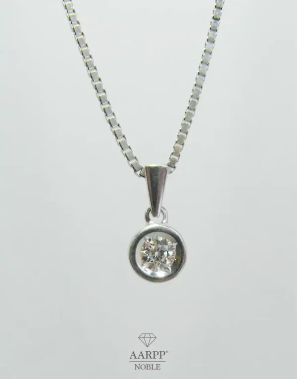 Brillant Solitaire Halskette Weißgold 14K Diamant ca 0.25ct - Tragelänge ca. 42cm