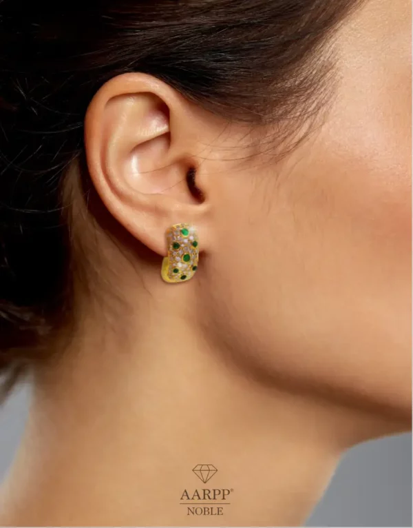 Ohrringe 750 Gelbgold smaragdgrüne Turmaline und Brillanten ca. 0.54ct. Ohrclips Ohrstecker