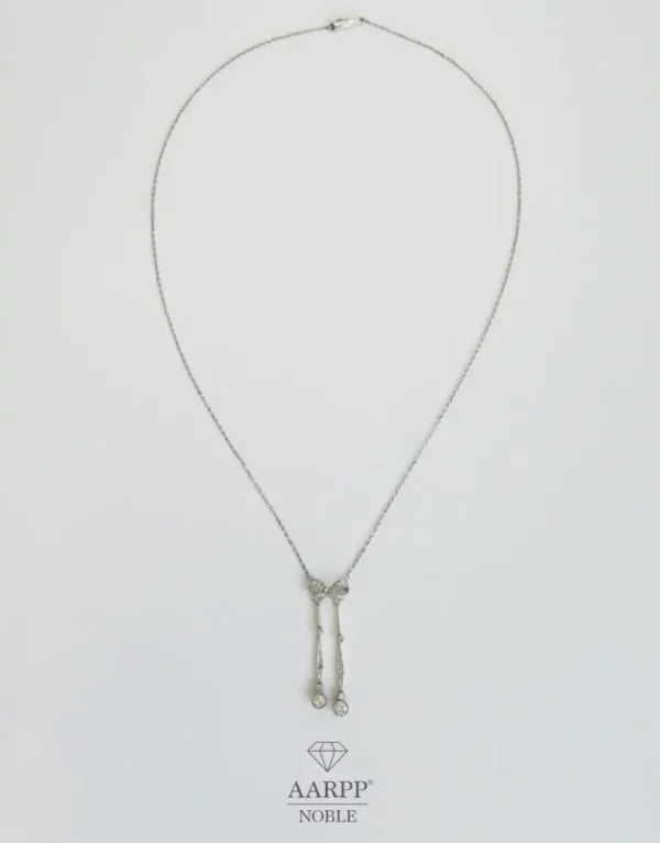 Art Deco Lavallière-Collier mit Altschliff Diamanten Platin Gelbgold